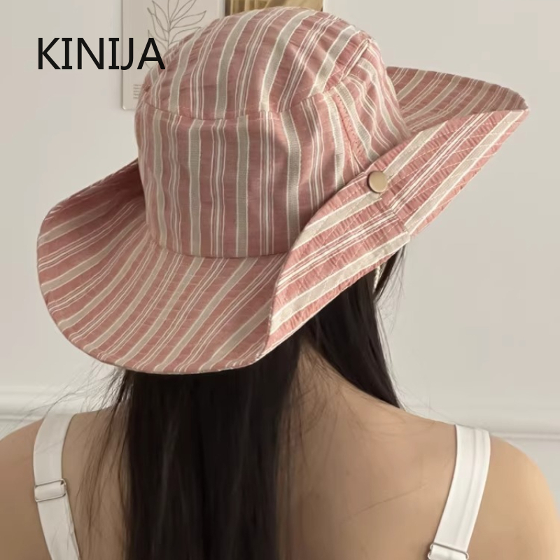 Travel Accessories Kmart - Chapéu Bucket Listrado Simples Estilo Coreano